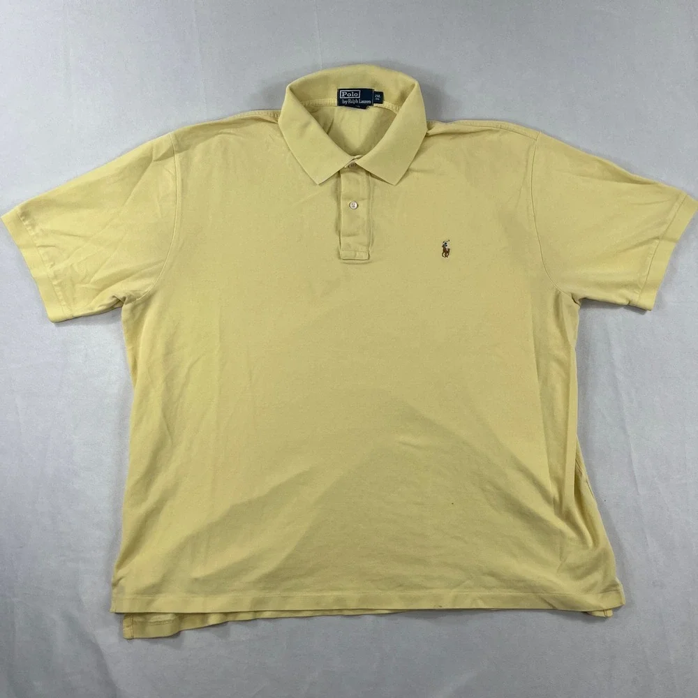 Polo Ralph Lauren Polo Shirt Yellow Short Sleeve Pima Cotton Mens 2XL Big